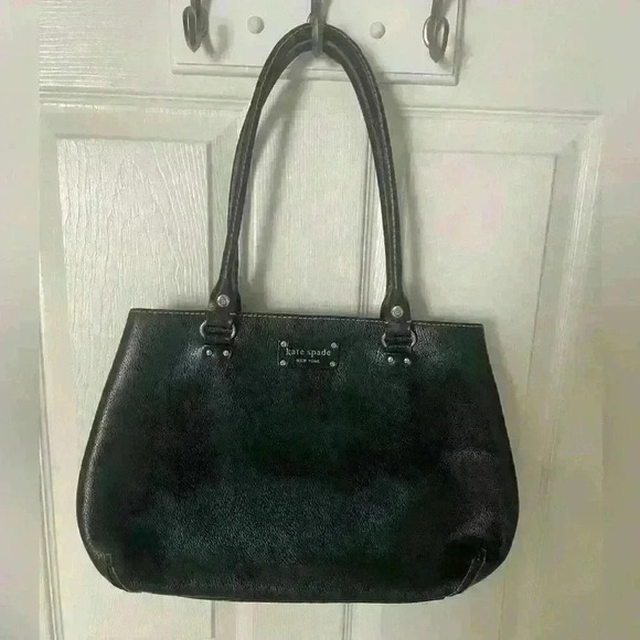KATE SPADE NEW YORK MEDIUM SATCHEL TOTE PURSE BLACK LEATHER (PROJECT!!!) - Picture 1 of 16